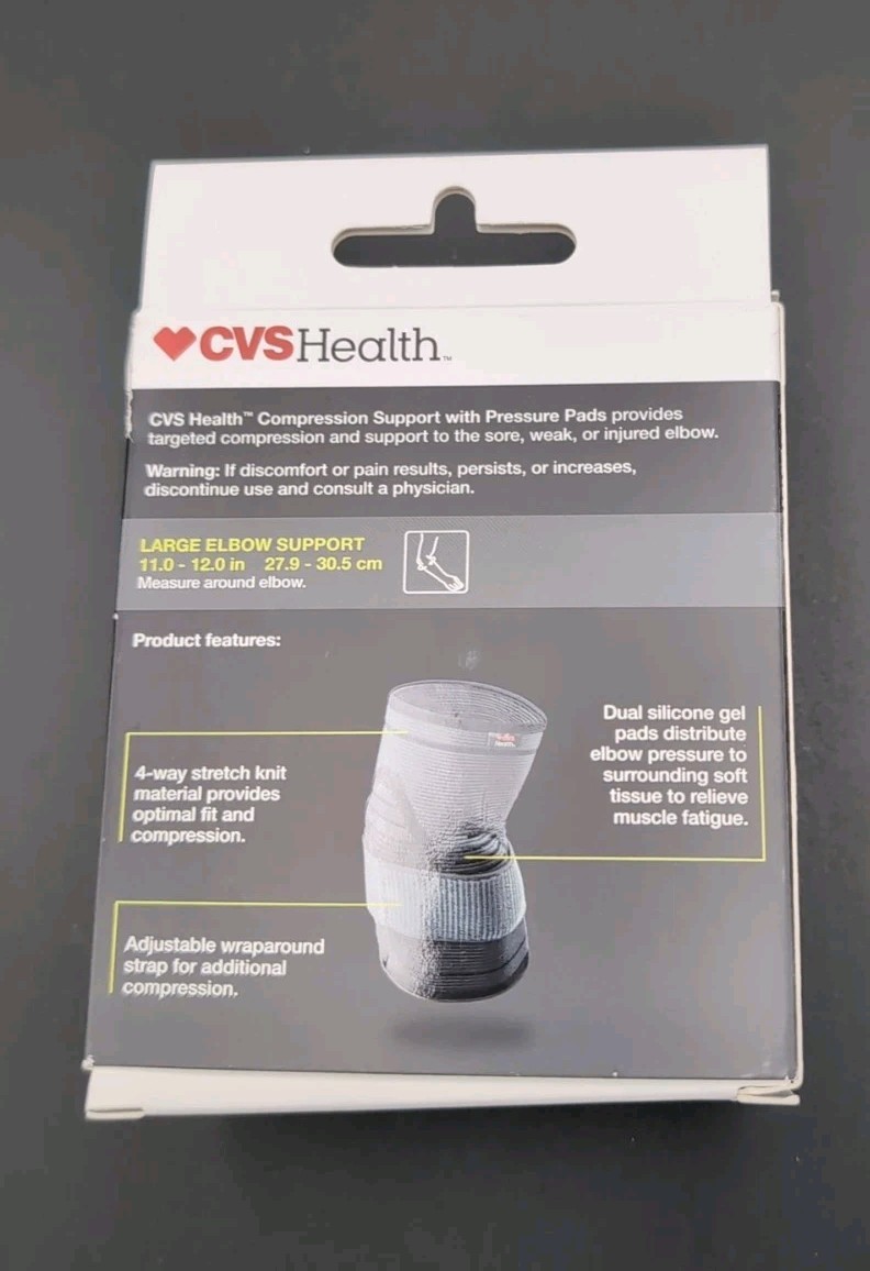 CVS Health Moderate Compression Support Elbow Pads, LG
