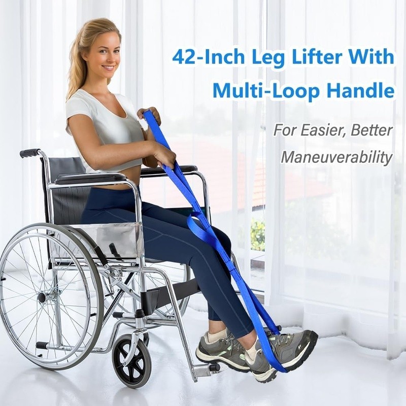 Multi-Loop Handle Leg Lifter 42 Inch Durable Strap Mobility Aid Recovery New