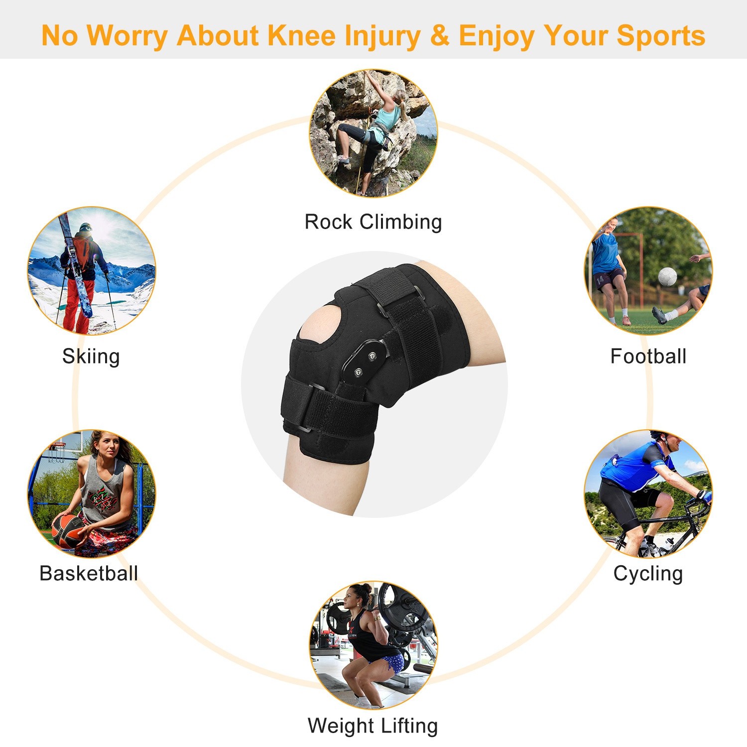 Adjustable Knee Brace Support Wrap Open Patella Compression Relief Neoprene