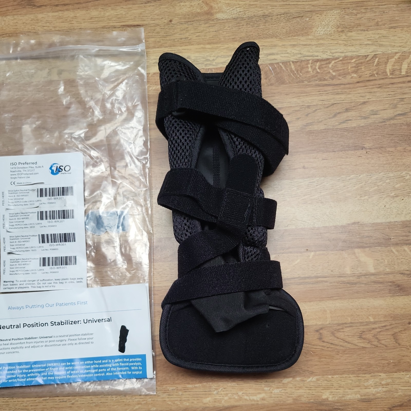 ISO-WR301 Preferred Wrist Splint Neutral Position Stabilizer Brace New In Bag