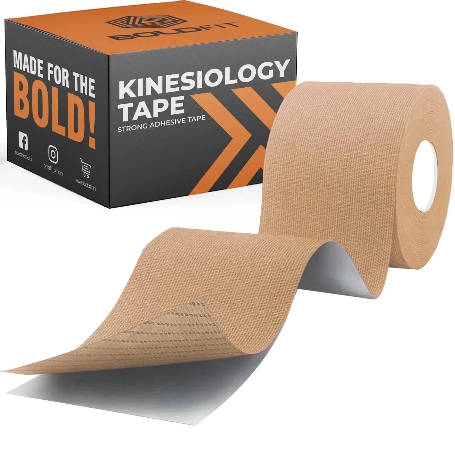 Boldfit Kinesiology Tape 2″ Sports Muscle Pain Relief Waterproof Dark Beige