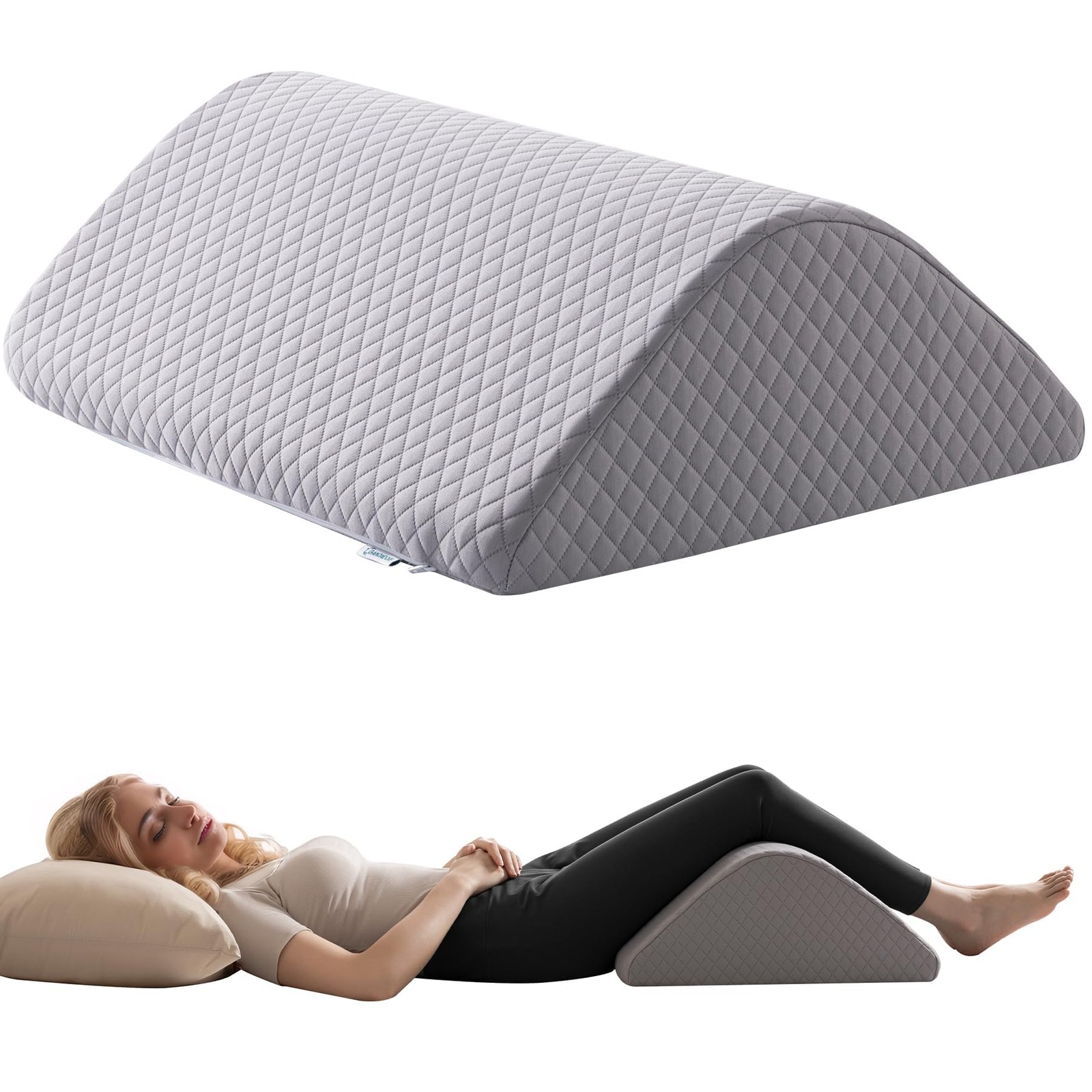 Knee Wedge Pillow for 21.6*17.8*6.9 Inch（for height over 5’3″）, Dark Gray