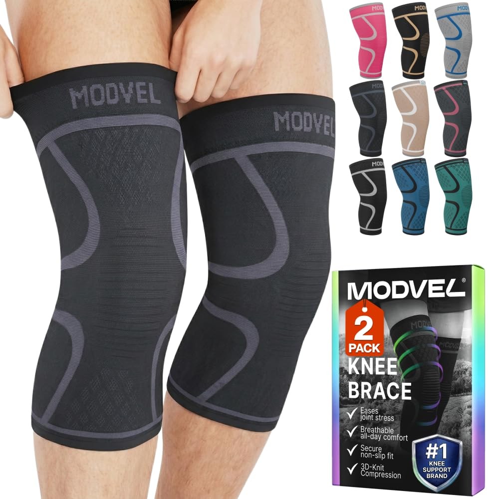 Modvel 2 Pack Knee Brace Compression Sleeve for Men & Women
