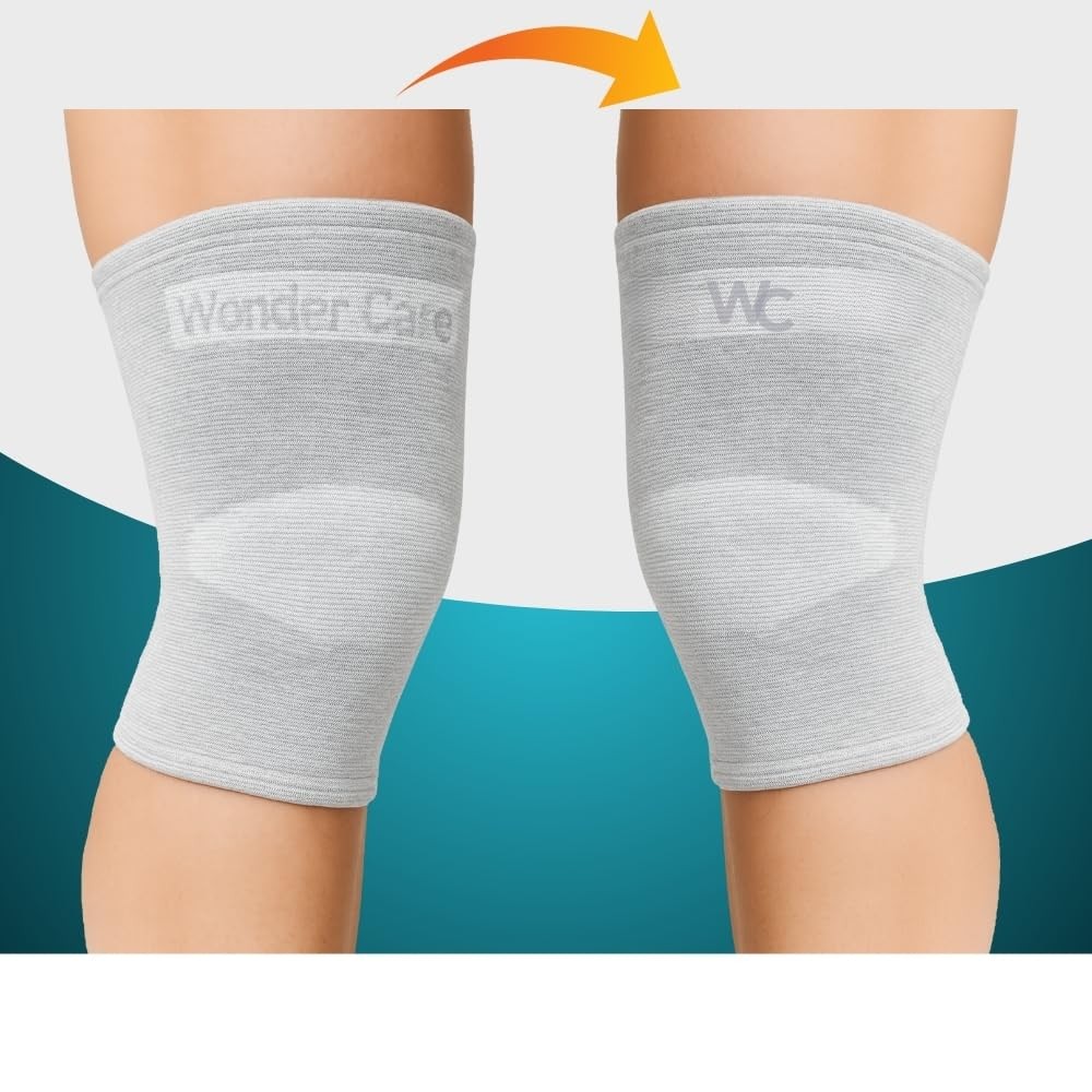 Wonder Care 2-Pack Bamboo Knee Compression Sleeve for Men and XXX-Large, Grey