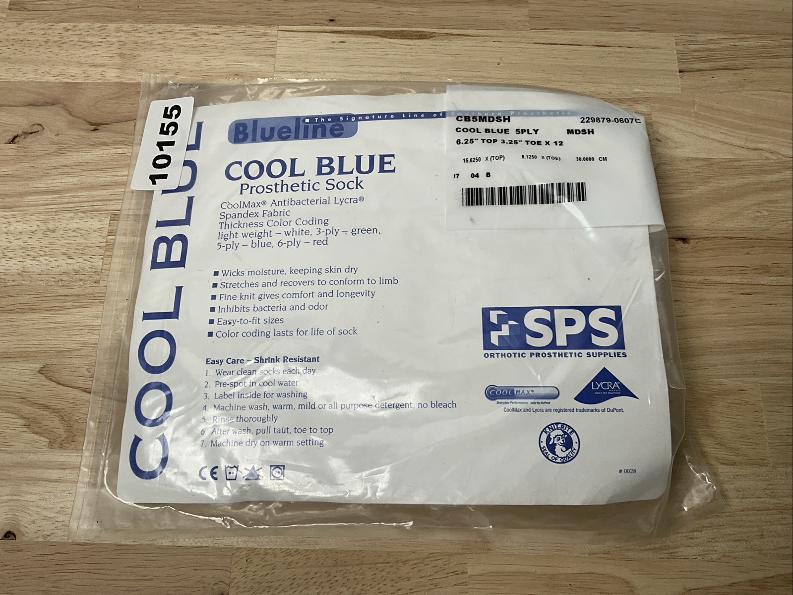 SPS Cool Blue Prosthetic Sock CB5MDSH 5 Ply 6.25″ top 3.25″ Toe x 12 – NEW