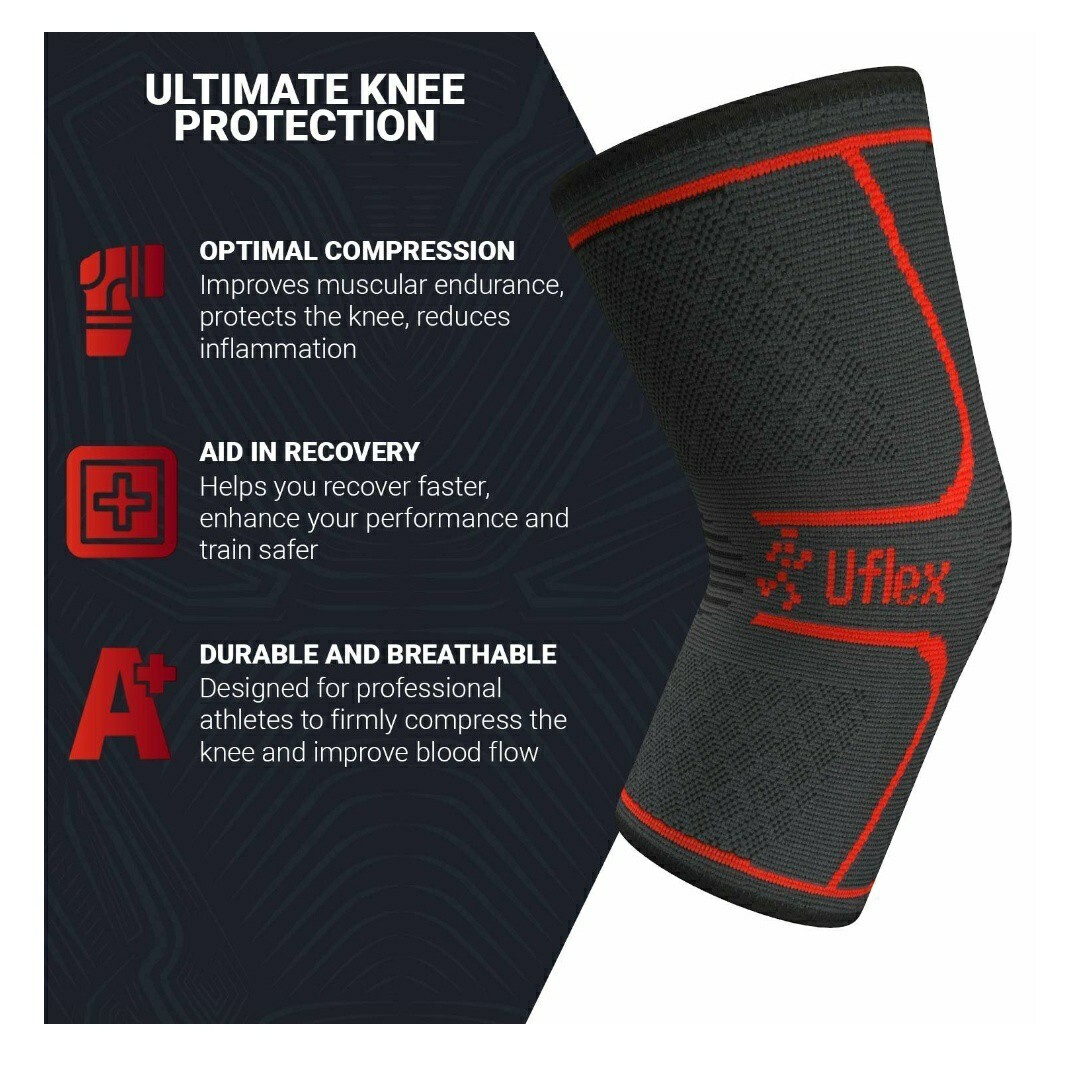 UFlex Athletics Knee Compression Sleeve Support Unisex Size SMALL – 1 piece NIB