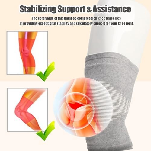 Compression Knee Sleeve – 2 Pairs Bamboo Charcoal Elastic Warm Brace for Arthrit
