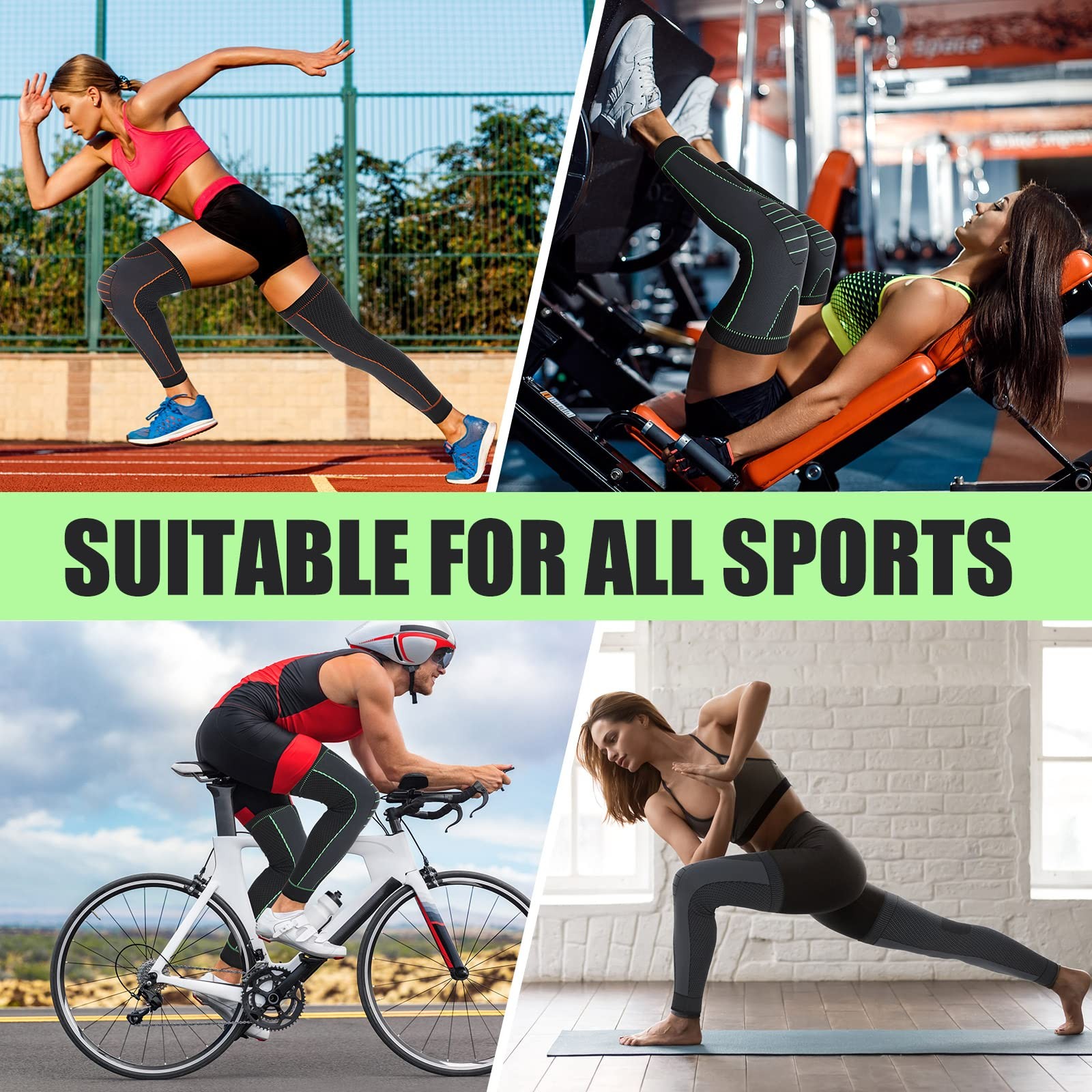 6 Pcs Long Compression Full Leg Sleeves Full Compression Knee Sleeves Braces …