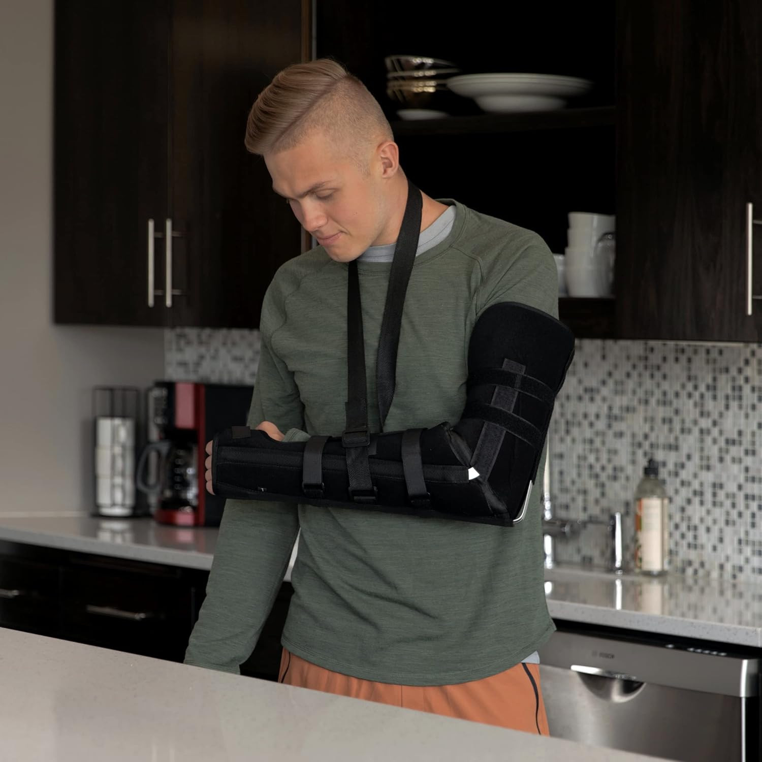 Posterior Long Arm Splint – Elbow Immobilizer Right or Left Forearm Brace with S