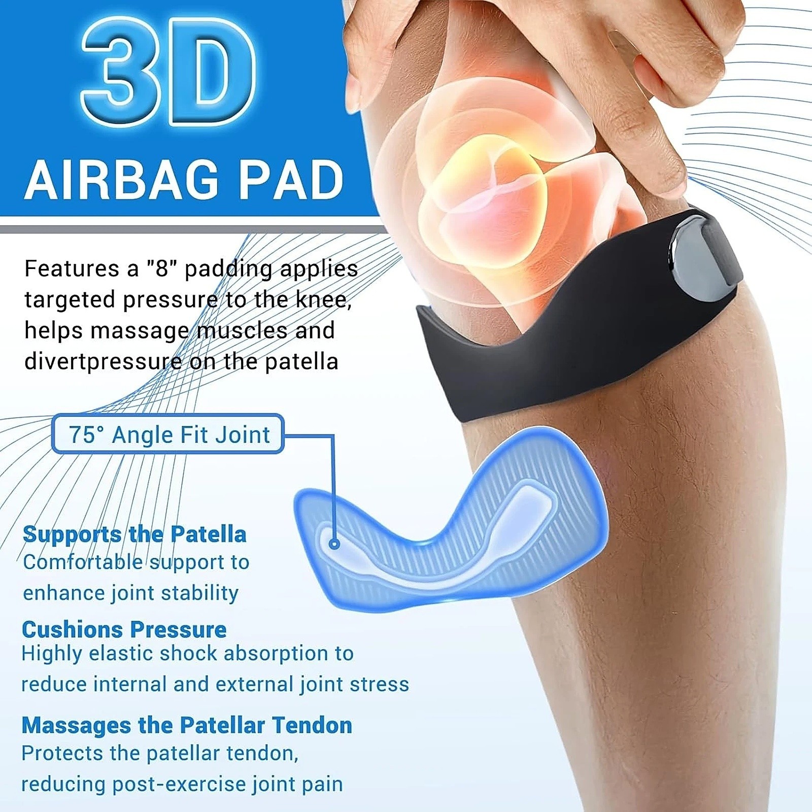 Adjustable Silicone Patella Strap Knee Support Brace Patellar Tendon Pain Relief