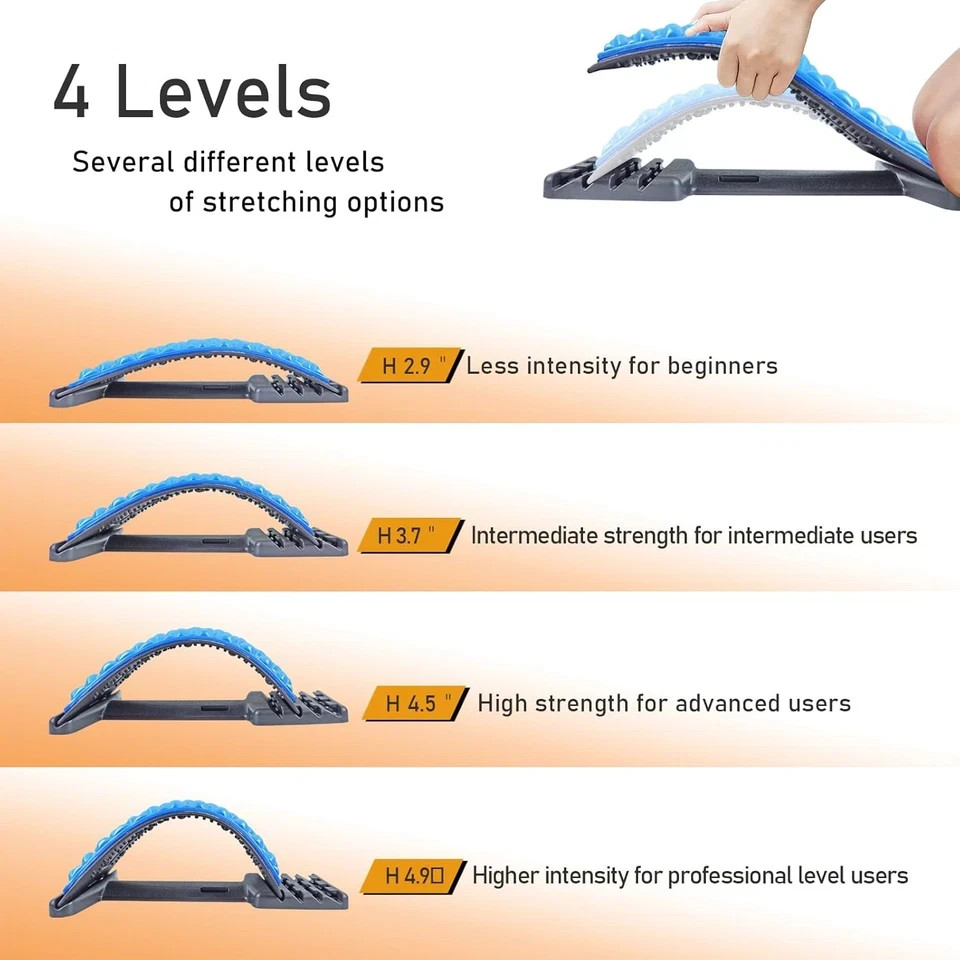 Back Stretcher for Lower Back Pain Relief – 4 Level Adjustable Spine Decompressi