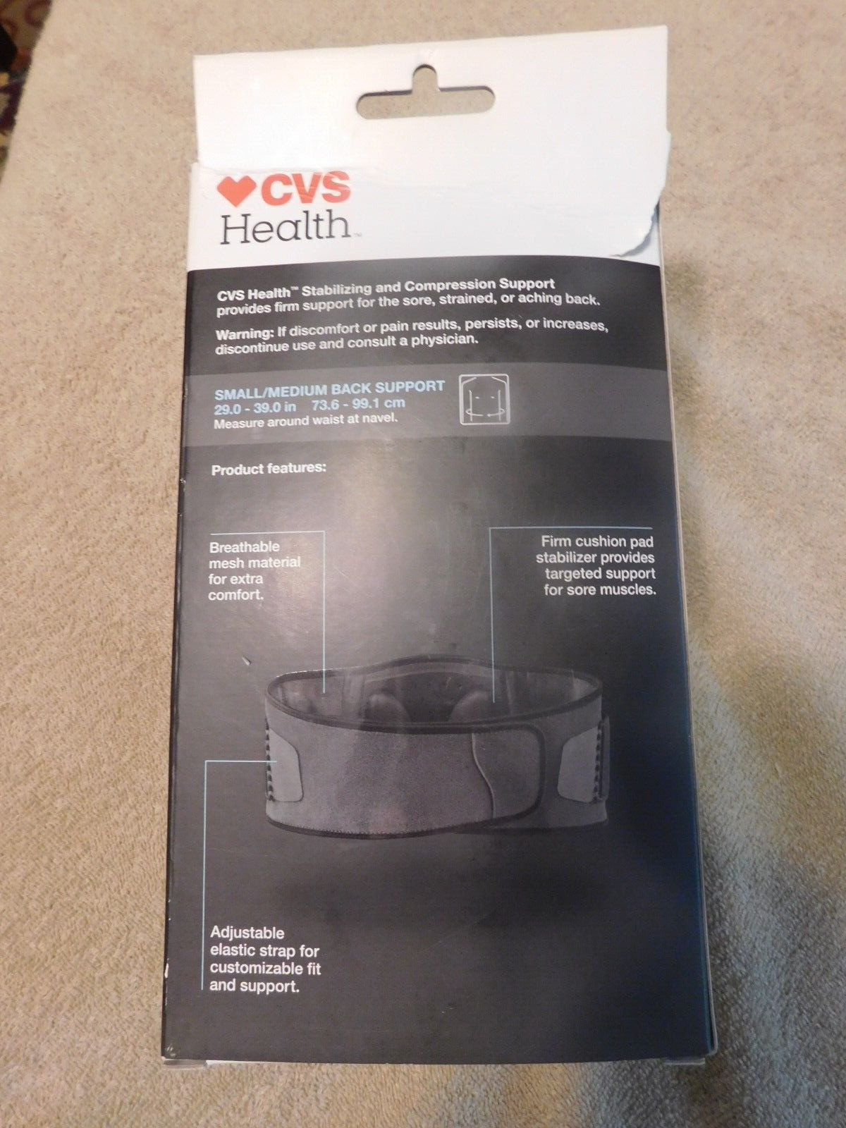 DELUXE STABILIZING SUPPORT FOR BACK, NIB, SM/MED, FIRM SUPPORT
