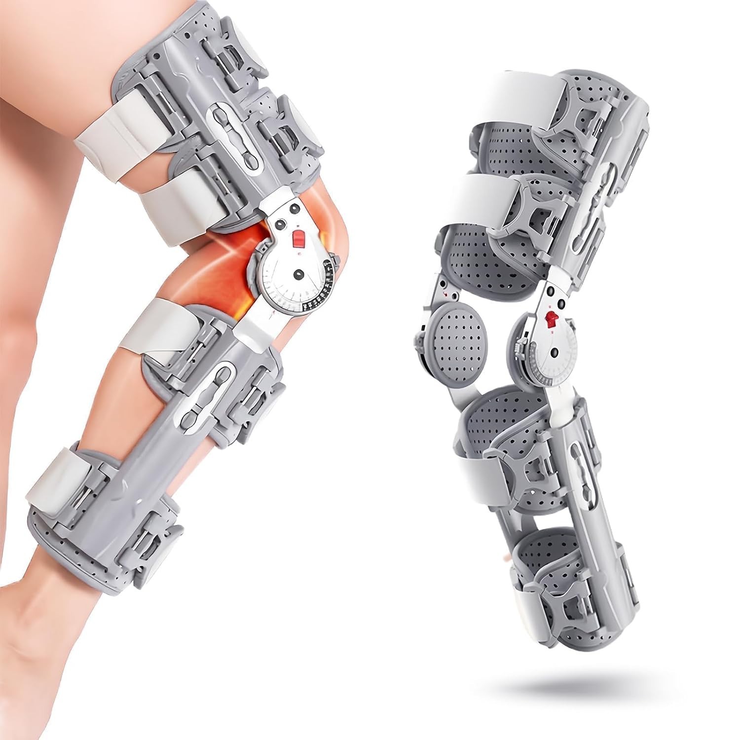 Hinged ROM Knee Brace 32″ Thigh Post Op Immobilizer ACL MCL PCL Support Unisex