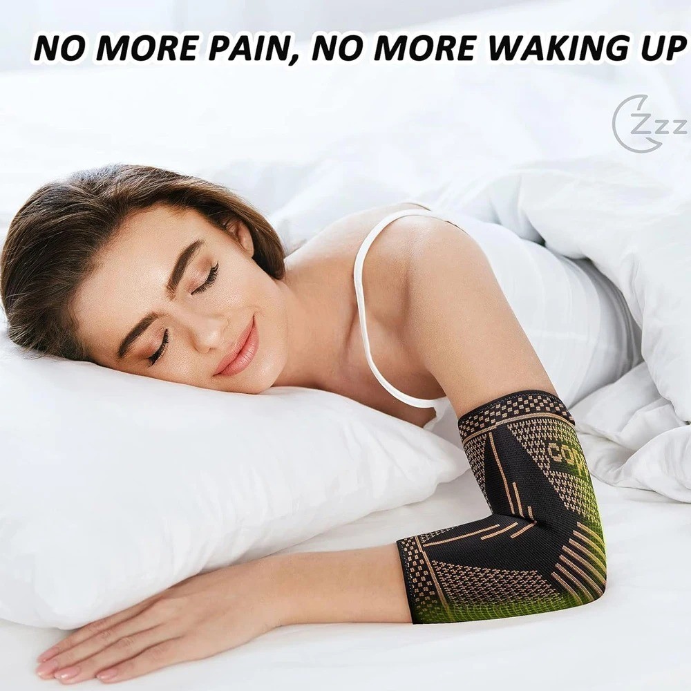 Copper Elbow Compression Sleeve Elbow Brace For Tennis Arthritis Bursitis US