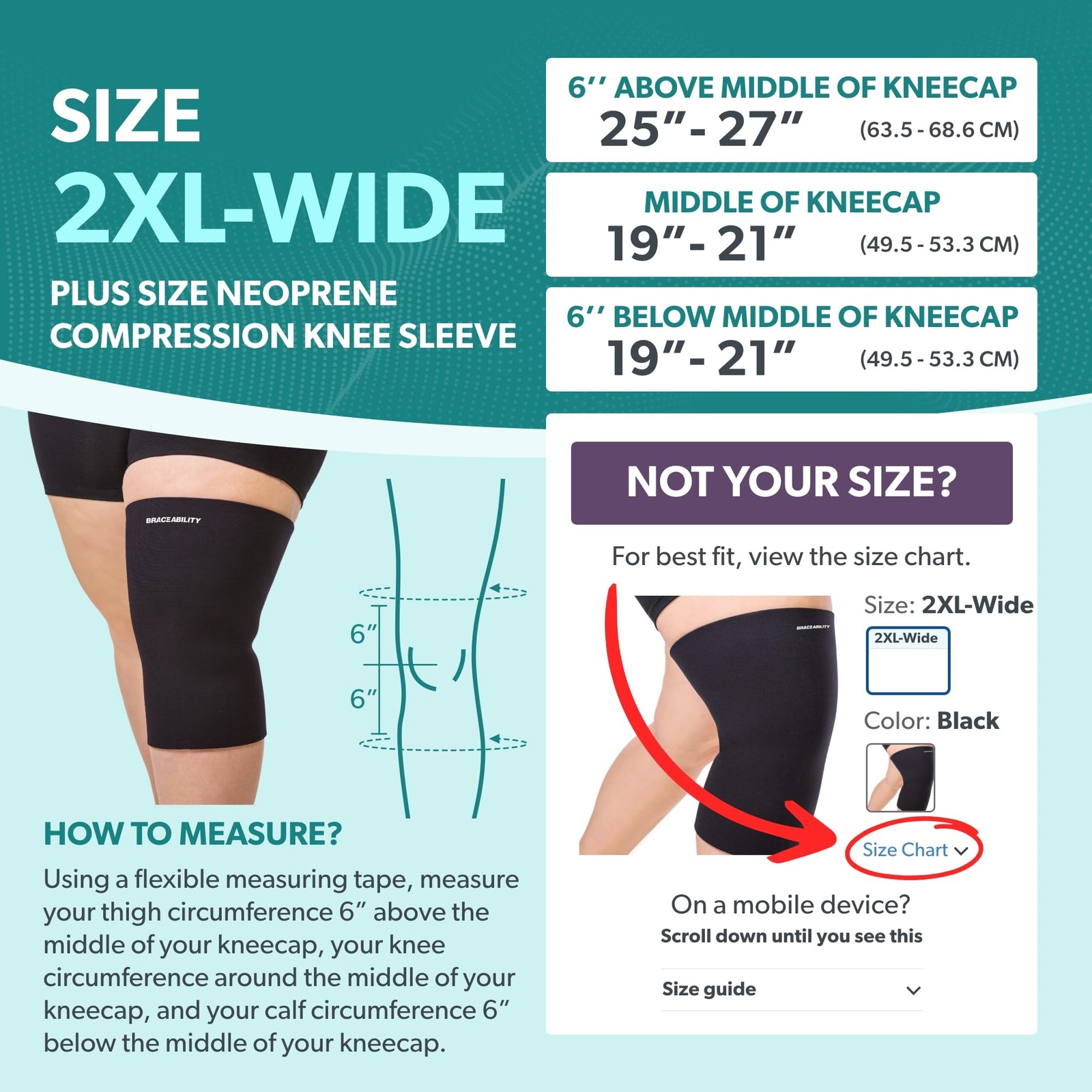 Plus Size Neoprene Knee Sleeve XXL Wide Calf Compression Brace Bariatric Support