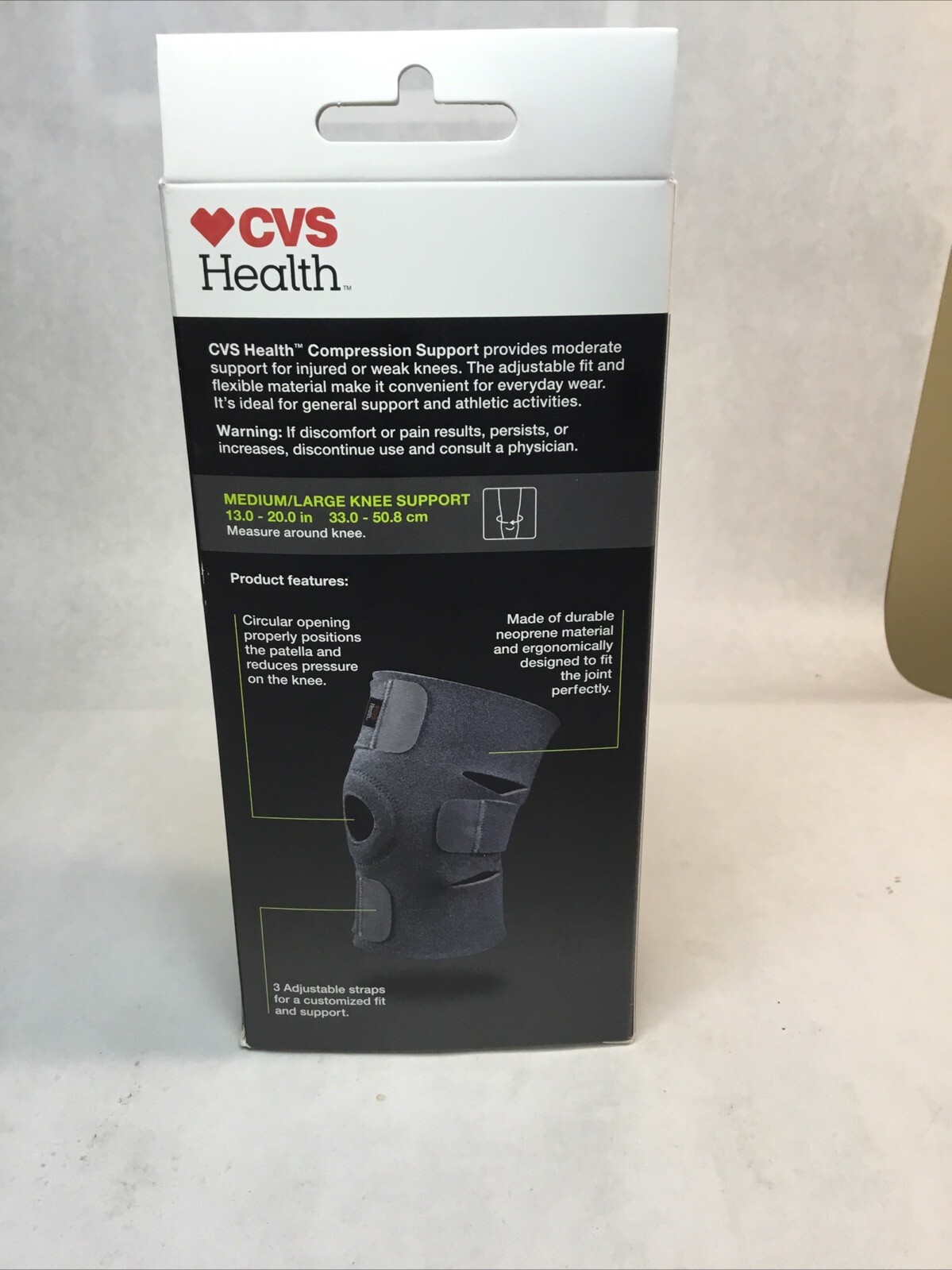 CVS Health Compression Knee Support Breathable Material Size Med/Lg