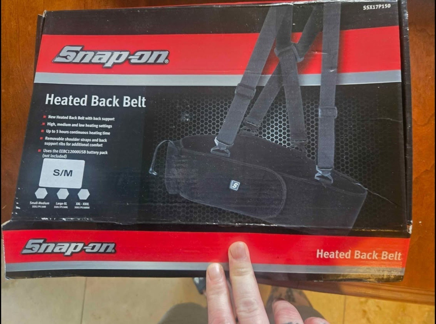 Snap On Heated Back Belt Brace size s/m