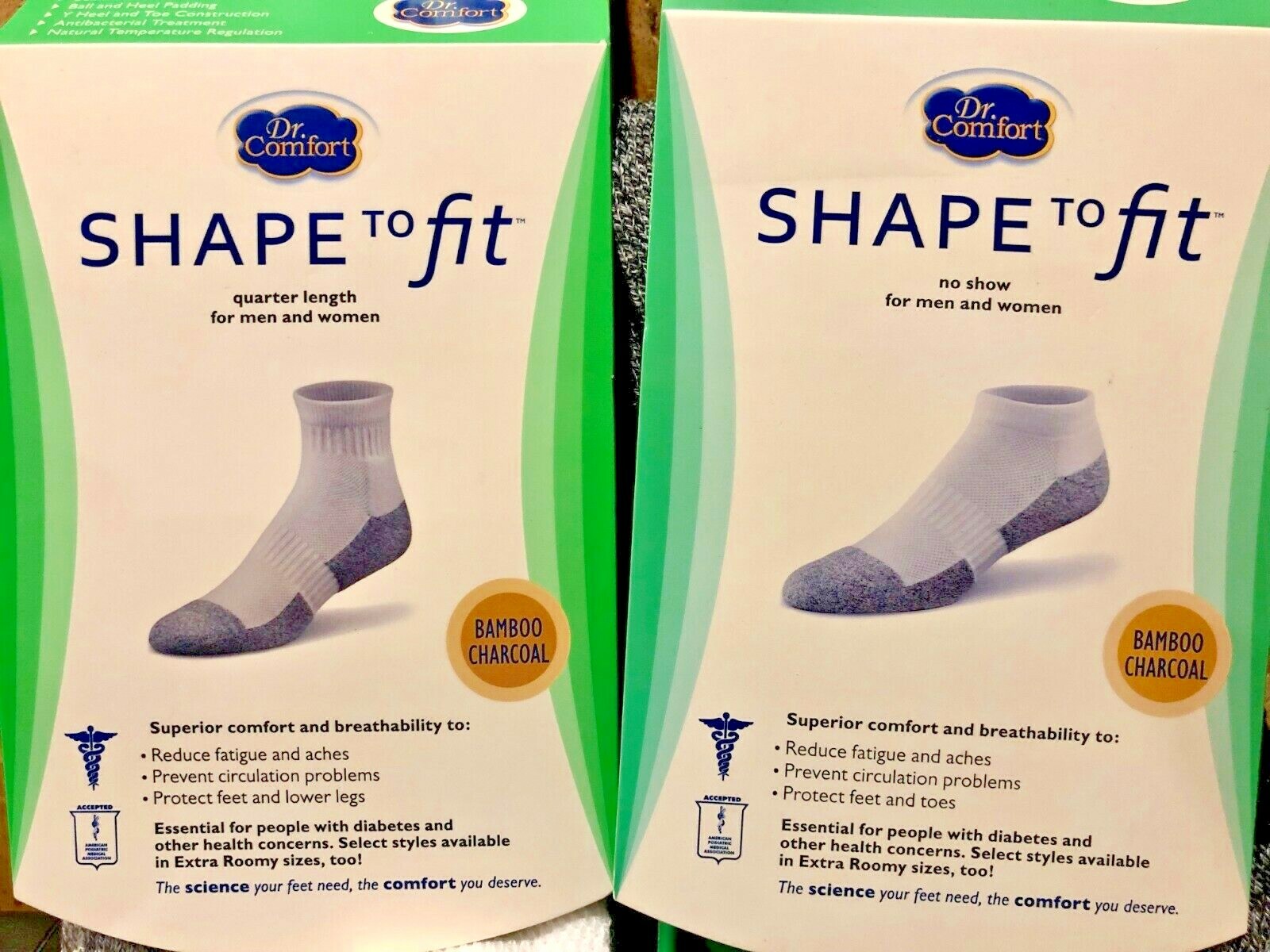 Shape to fit QUARTER LENGTH & NO SHOW unisex socks – Bamboo Charcoal SIZES