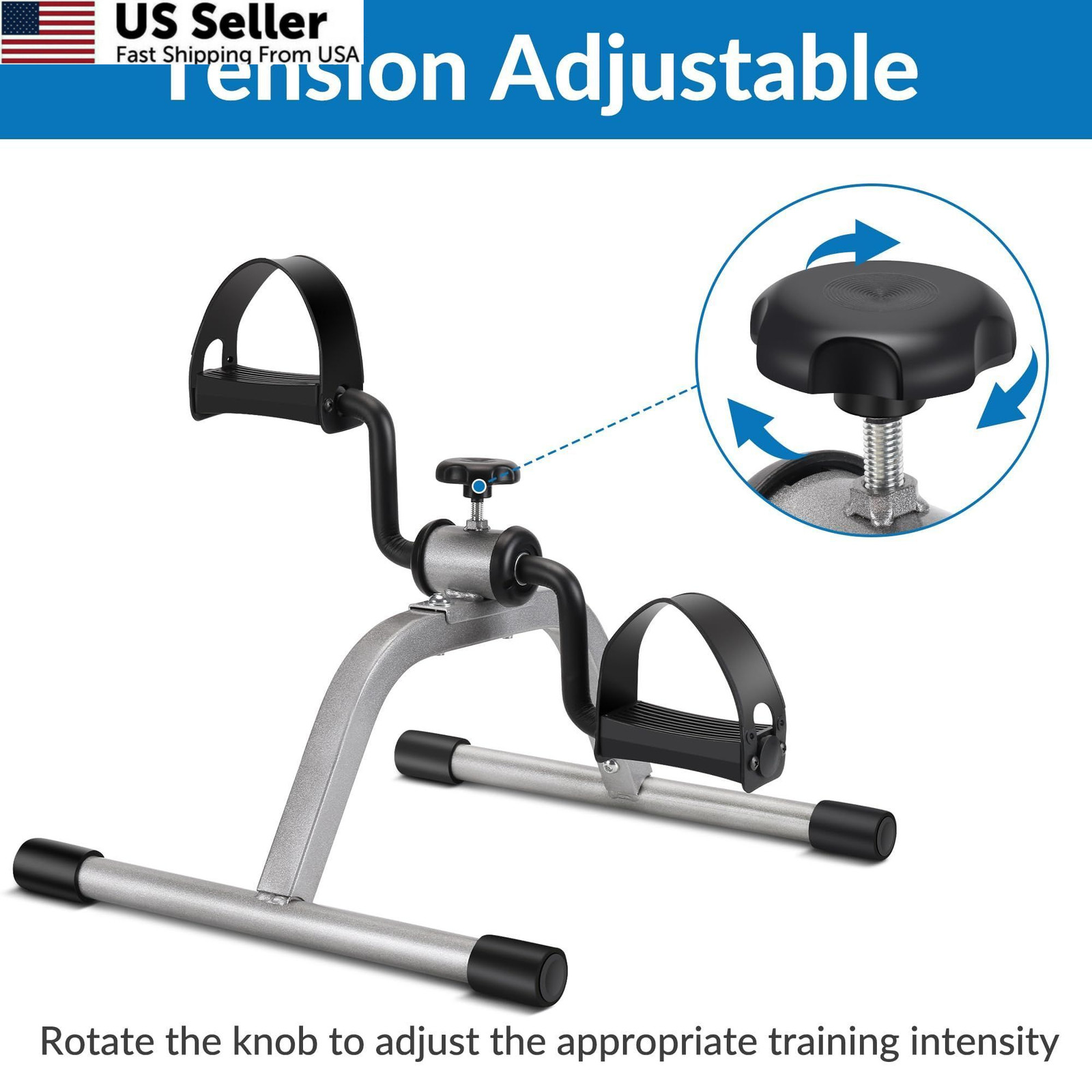 RYGEO Pedal Exerciser Mini Exercise Bike for Leg and Arm Grey-01, GREY