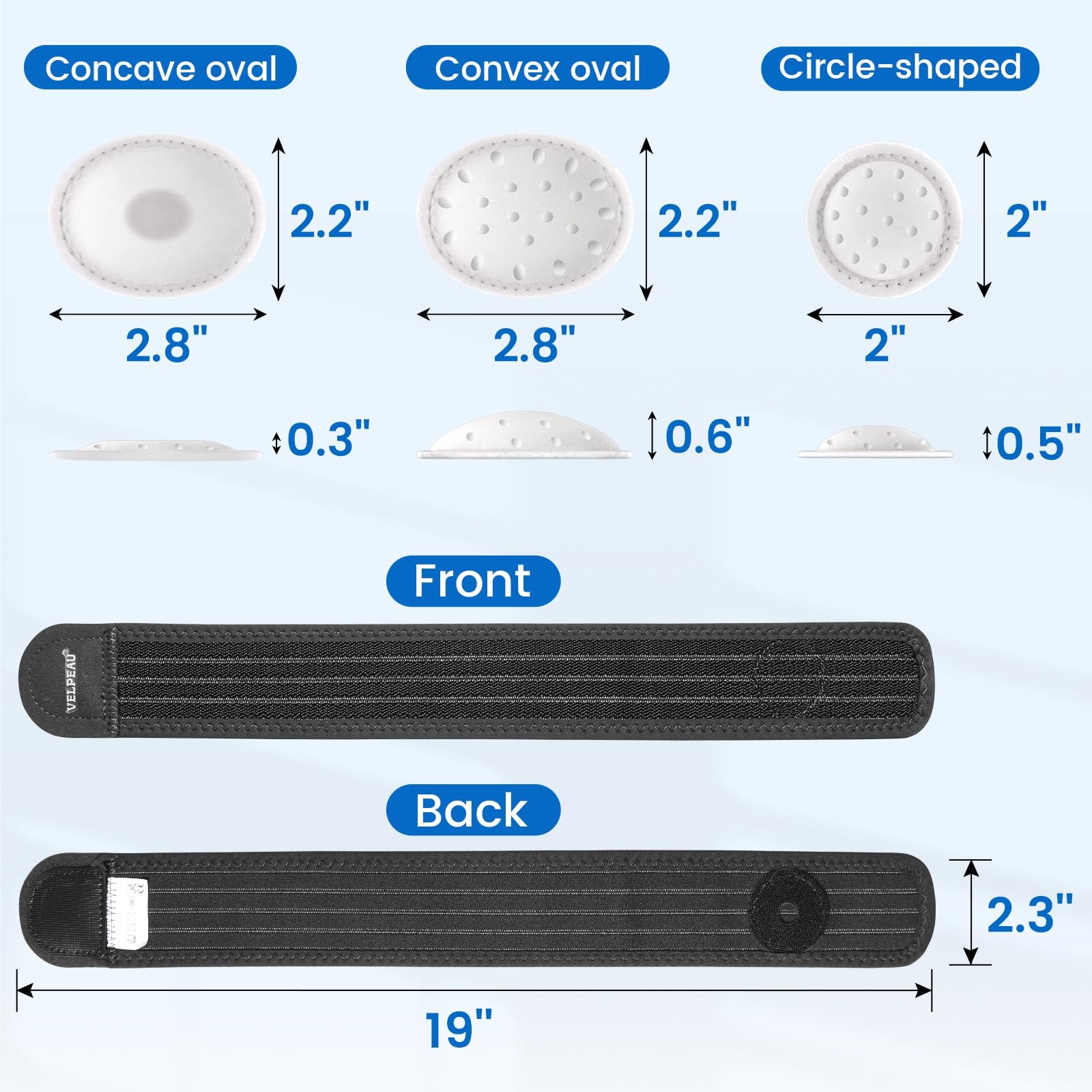 Velpeau Umbilical Hernia Belt Baby Newborn 3 Different Shaped Compression Pads