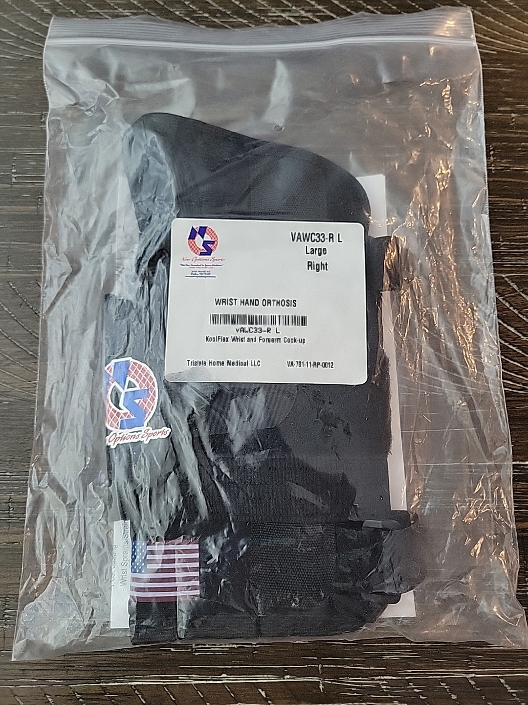 New Options Sports Wrist Hand Orthosis Right Hand Large Koolflex Komfrt USA Made