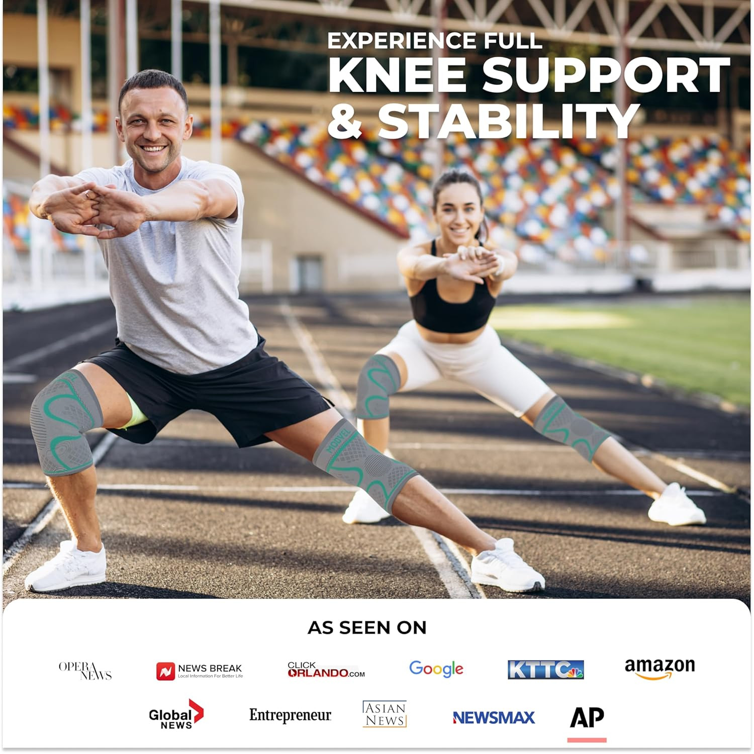 Compression Knee Brace for Women & Men, 2-Pack Knee Brace for Running Knee Pain,