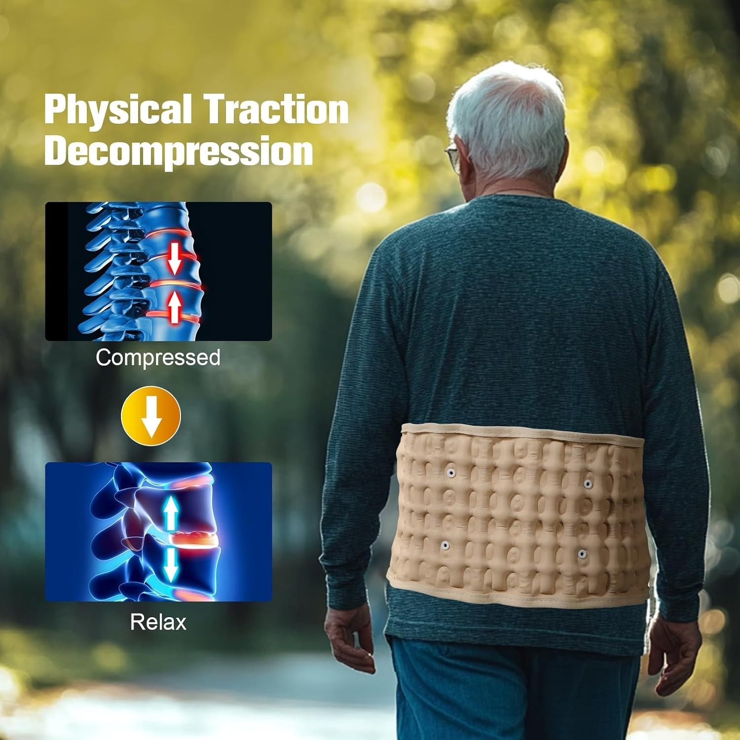 Electric Inflatable Lumbar Decompression Belt Back Brace Pain Relief 29″-49″