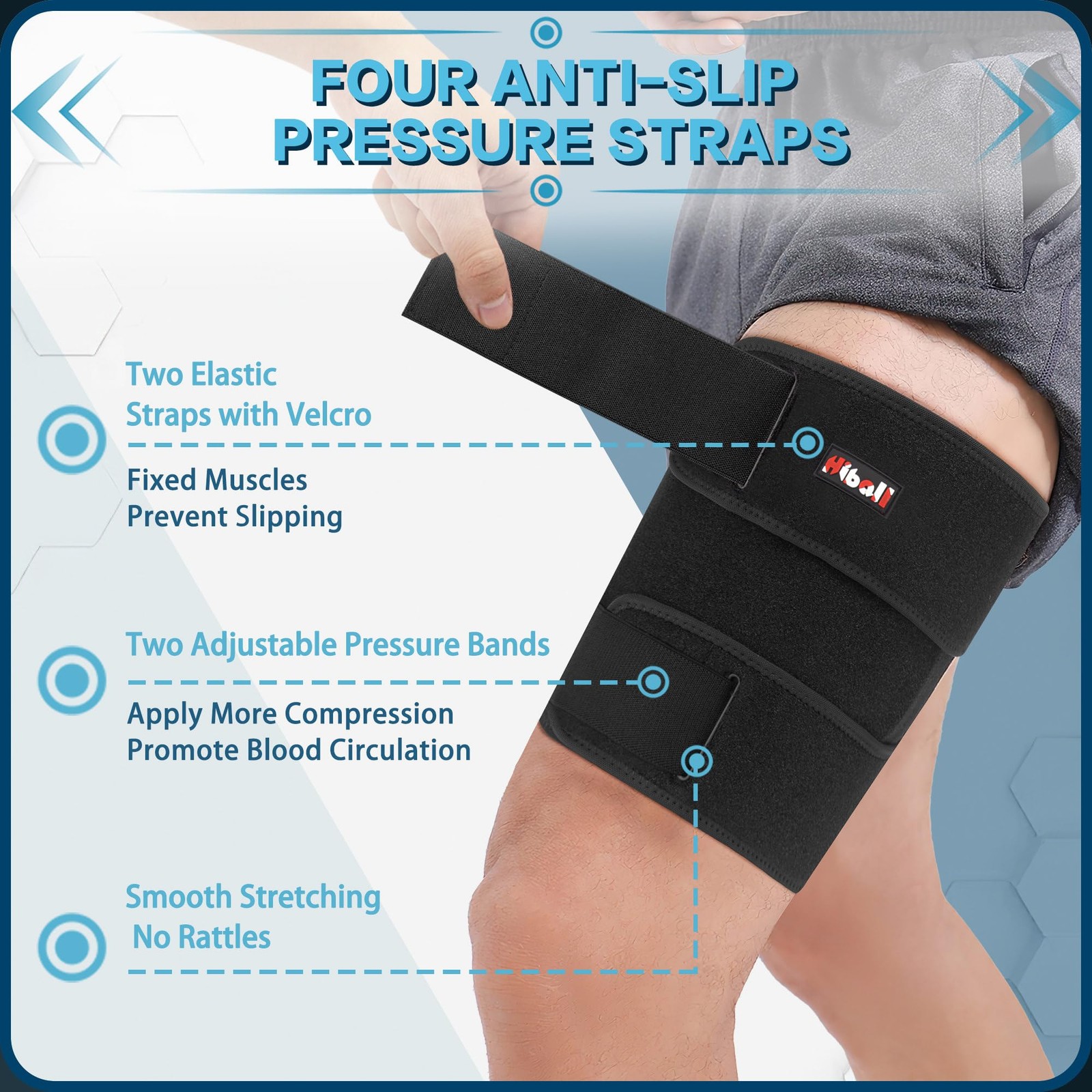 Adjustable Thigh Brace Hamstring Compression Wrap for Quad Upper Leg Support
