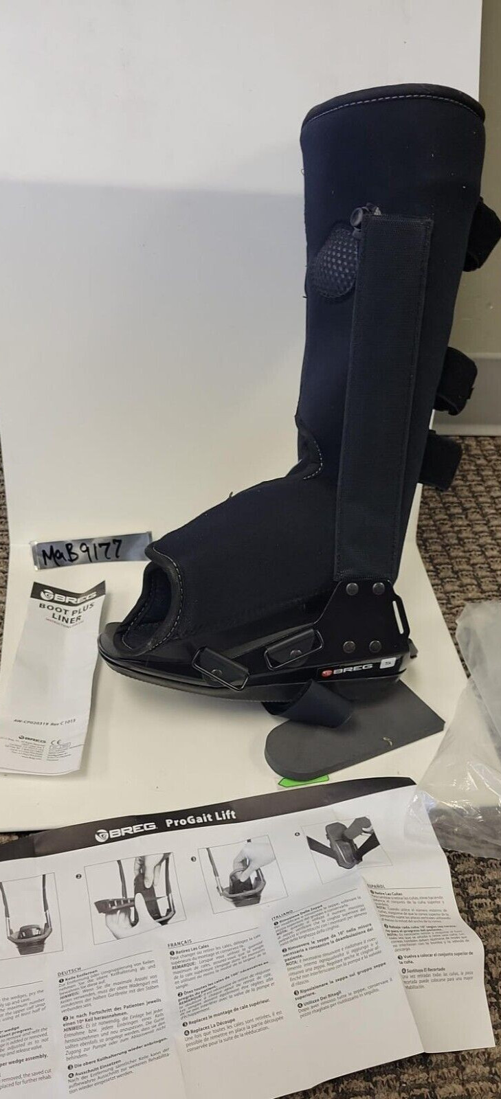 Breg Small Black Platform Boot Plus Liner Foot Brace MAB-9177