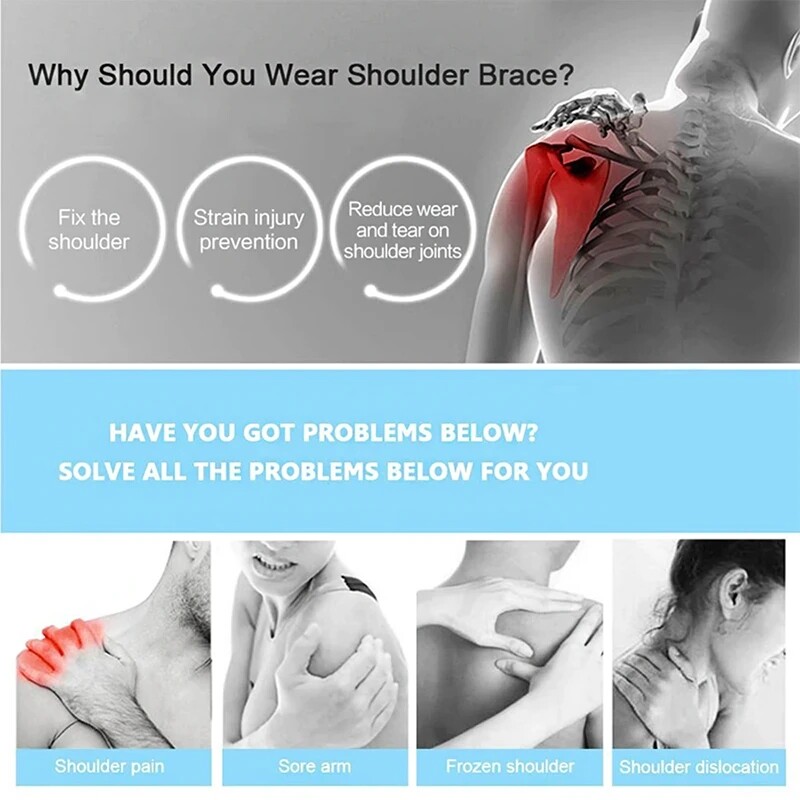 Double Shoulder Brace Torn Rotator Cuff Pain Relief Support Sleeve Adjustable UR