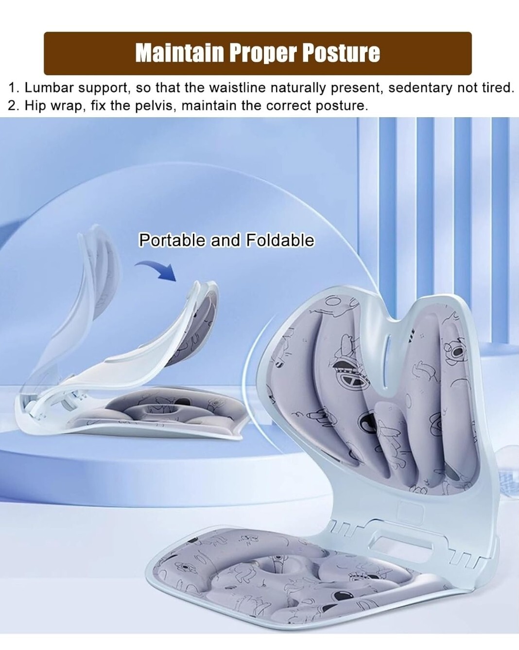 Lower Back Support Posture Corrector, Ergonomic Support Chair for Back Pain Reli
