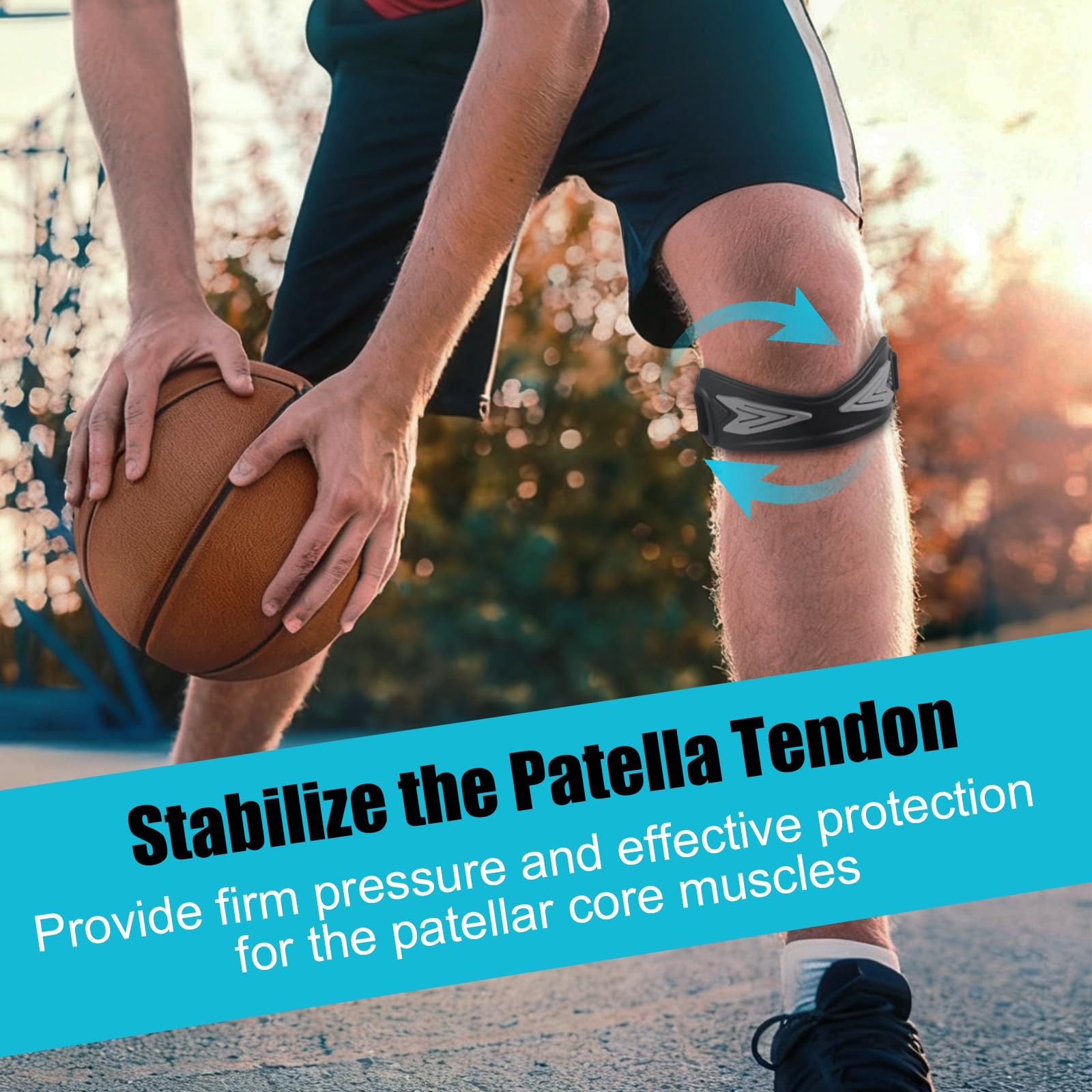 NuCamper Patellar Tendon Support Strap, Adjustable Silicone Patella Band Knee…