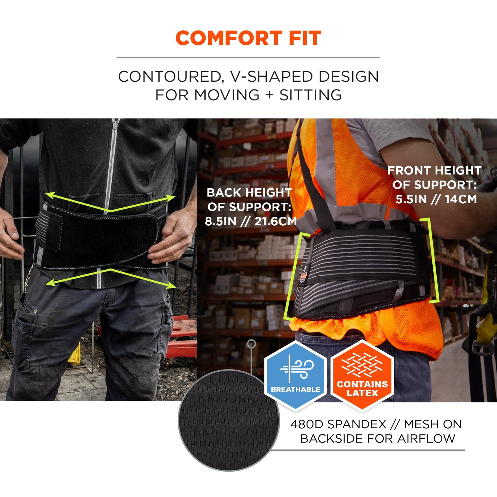 Proflex 1675 Back Support Brace Belt With Warming Cooling Pack