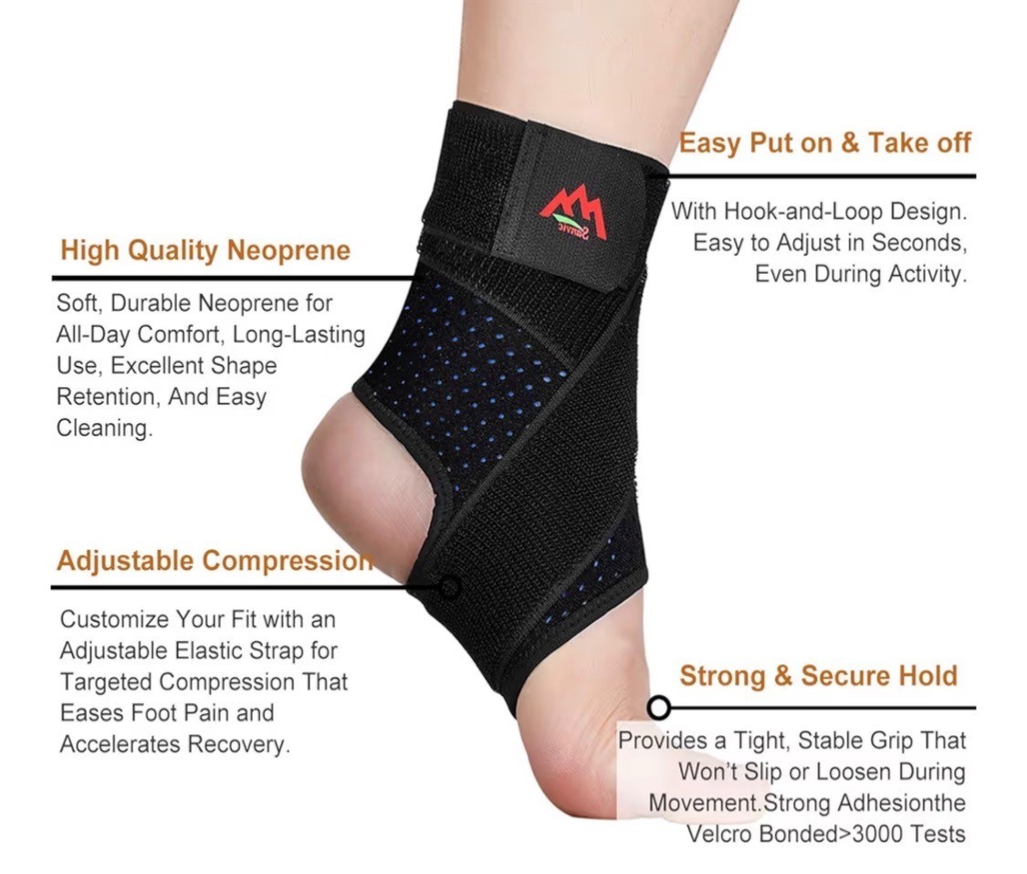 Sinvic 2Pack Adjustable Support Ankle Brace for Men Women Sports Football Breath