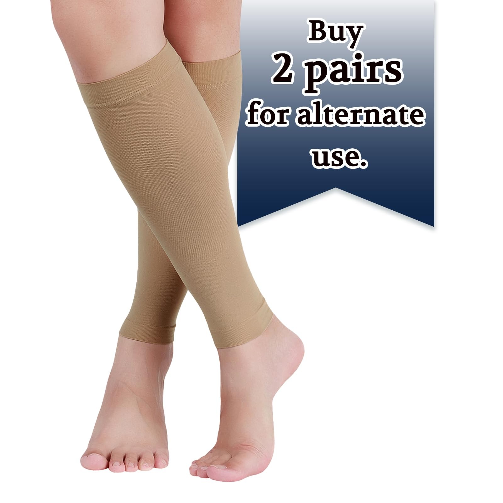 Calcetines de compresión sin pie para pantorrillas, talla extragrande