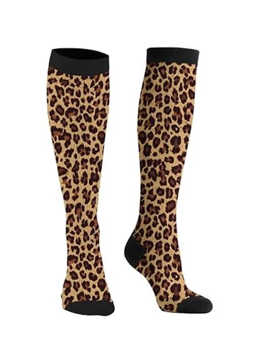 Unisex Novelty Socks for Women Men Teens Soft Knee High Crew One Size Leopard