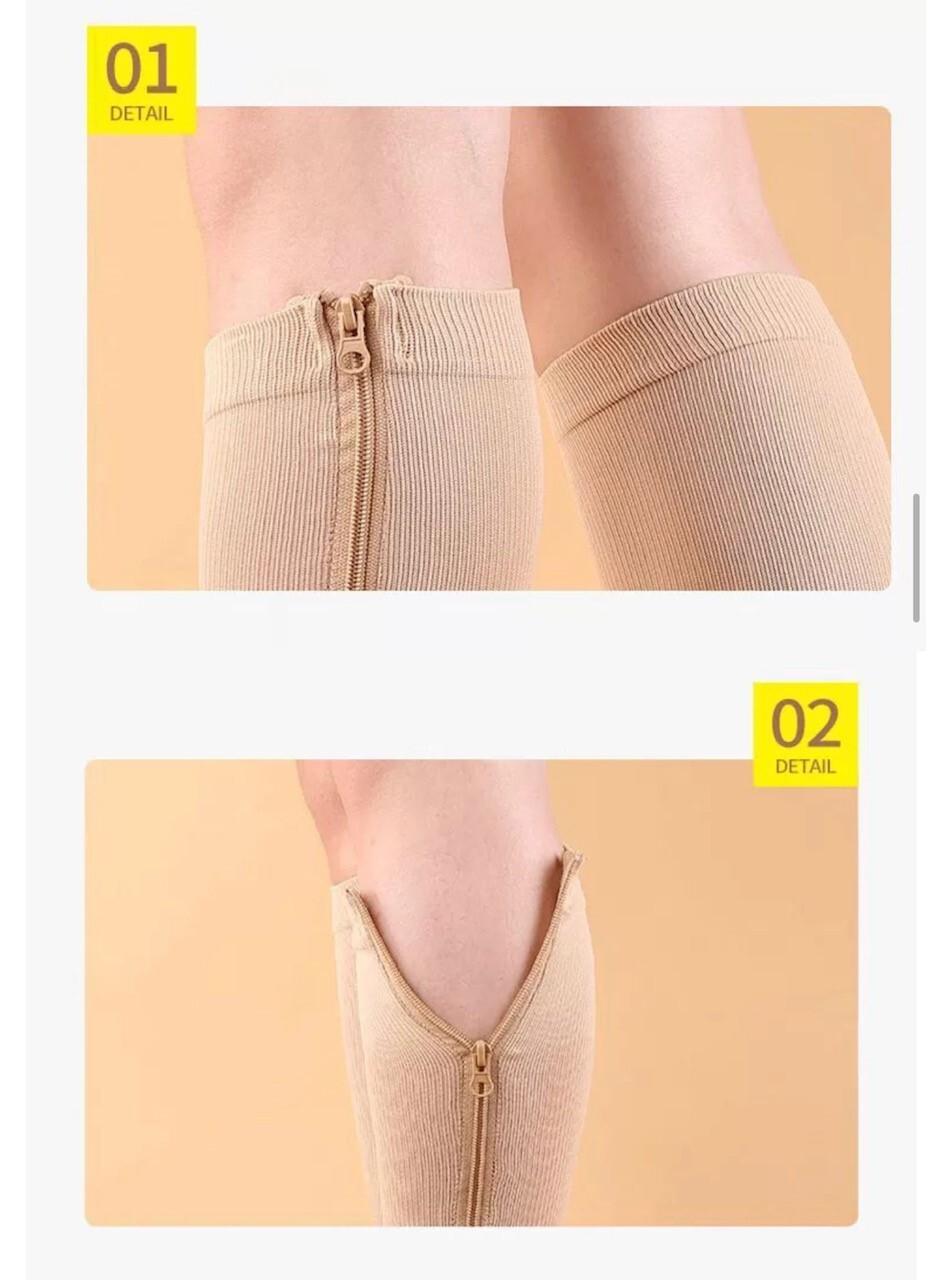 BSOS Zipper Compression Socks, Easy On, 1 Pair, 20-30mmgh, Medical Grade