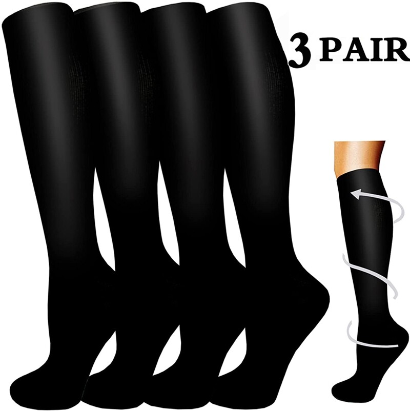 (3 Pairs) Compression Socks 10-15 mmHg Graduated Support Mens Womens S/M~L/XL…
