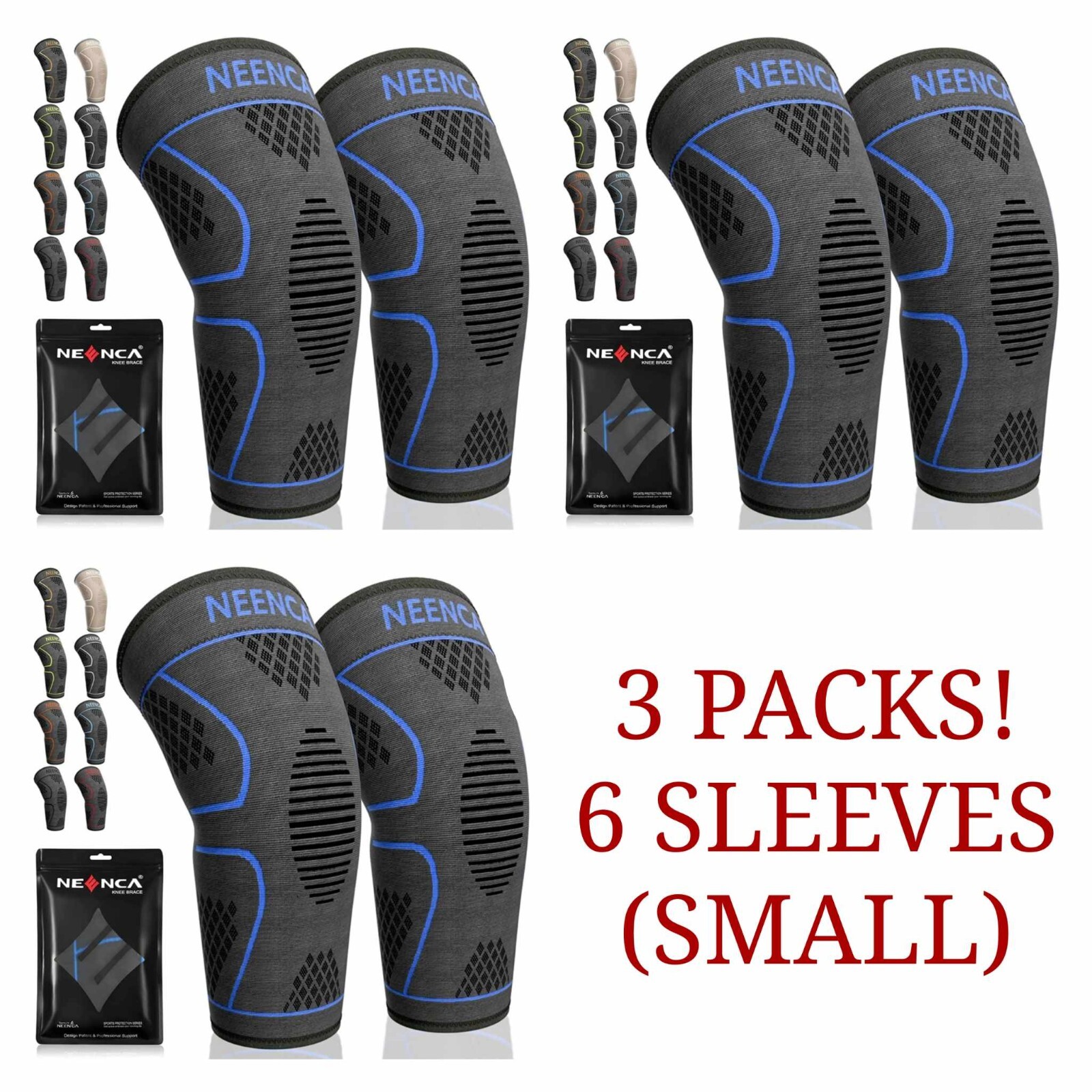 NEENCA 6 Pack Knee Brace, Knee Compression Sleeve Support for Knee Pain (SMALL)