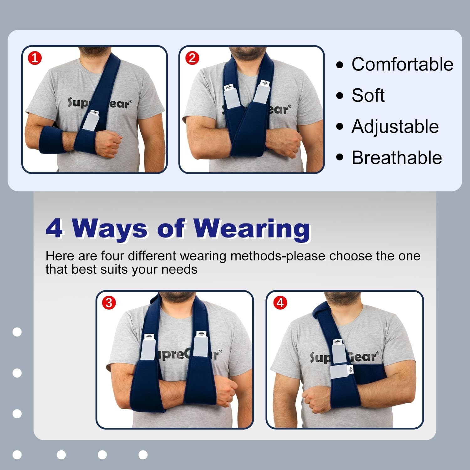 supregear Arm Sling Shoulder Immobilizer, Rotator Cuff Support Brace, Lightweigh