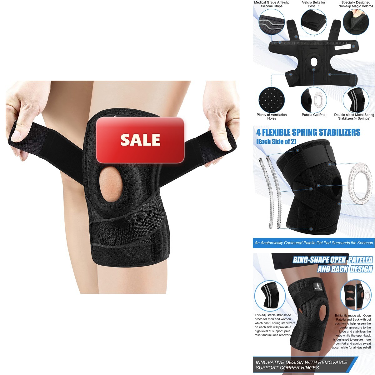 NEENCA Knee Brace Knee Pain, Adjustable Knee Support Patella Gel Pad & Side