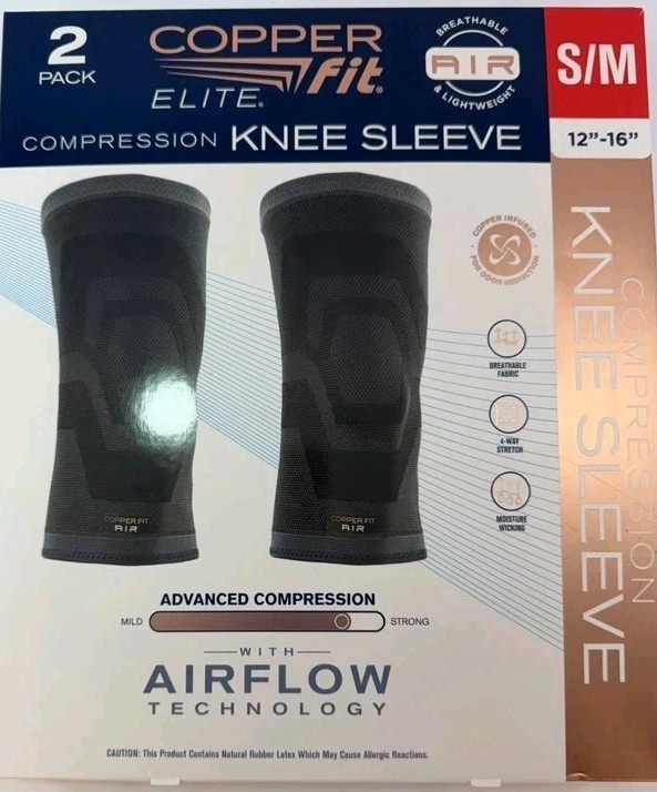 Compression Knee Sleeve | Small/Medium 12″-16″ | Copper Fit Elite | 2 Pack | 159