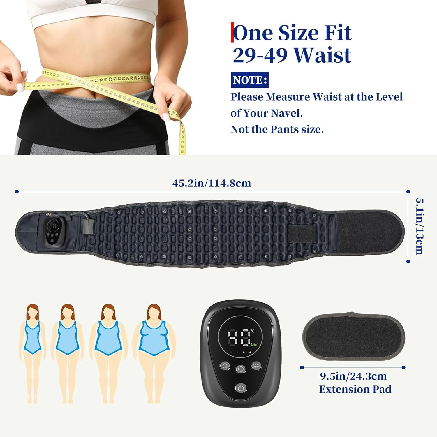 Red Light Massage Decompression Belt for Instant Lower Back Pain Relief, Pump up