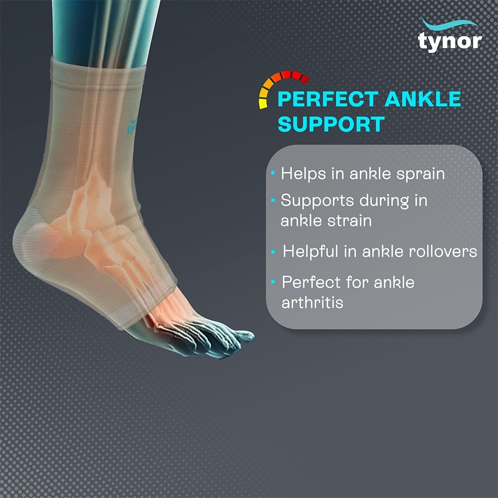 TYNOR Anklet Comfeel Provides Better Compression & Perfect Fitting (Beige)