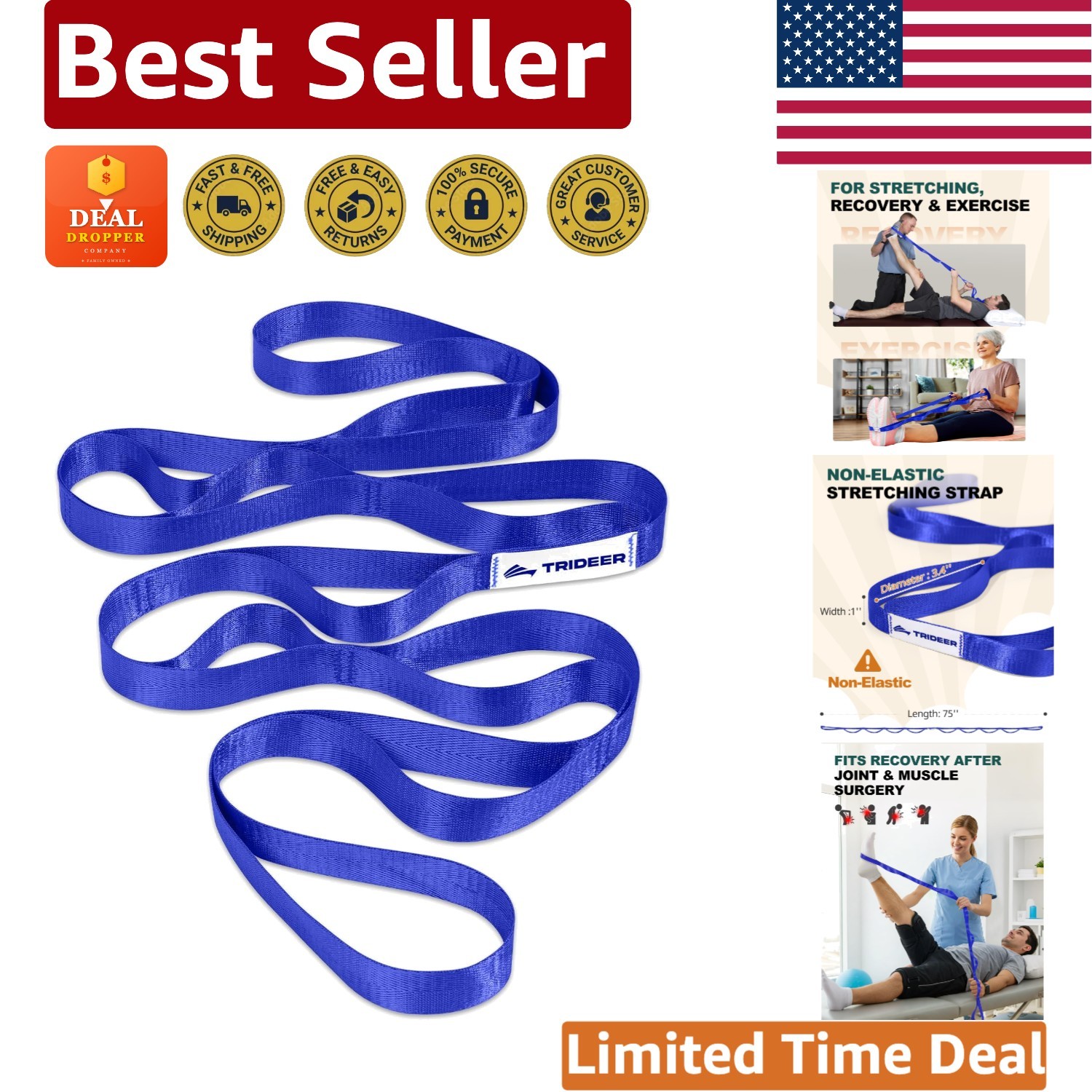 Gentle Mobility Aid: Non-Elastic Stretching Strap for Legs & Back Flexibility