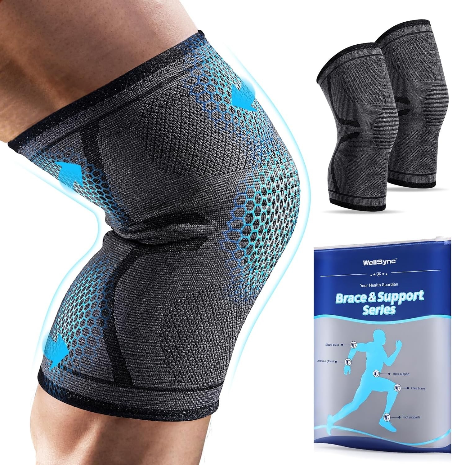 2 Pack Compression Knee Brace Support Sleeve Running Gym Sports Men Women XL