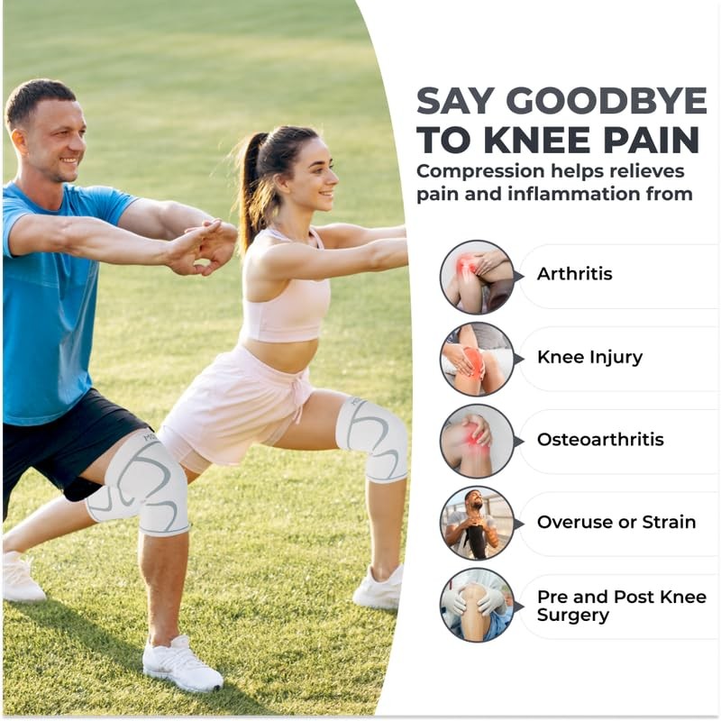 Modvel 2 Pack Knee Brace for Women & Men – Workout Knees Medium, White