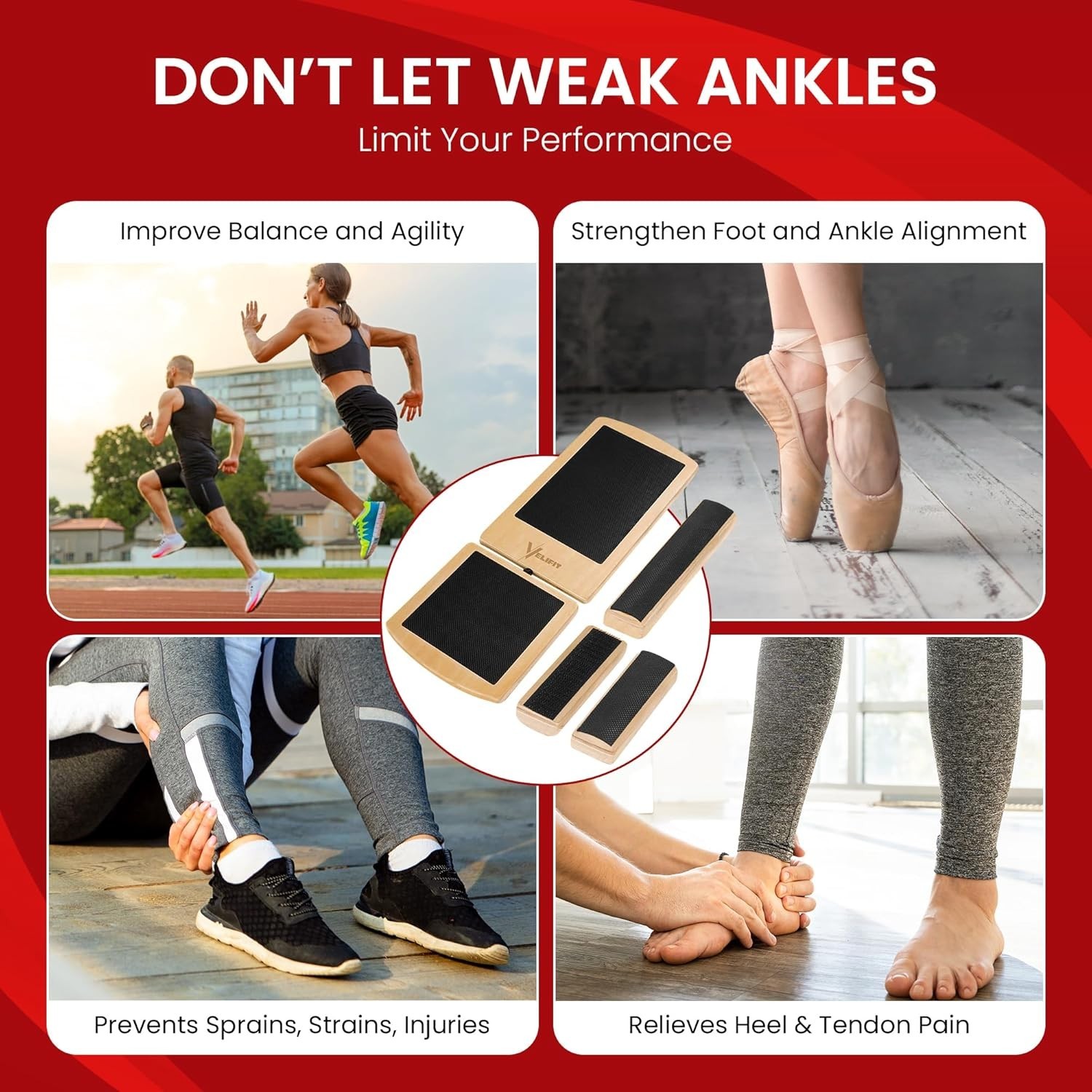 Ankle Strengthener & Axis Board, Bamboo Ankle Balance Board for Physical Therapy