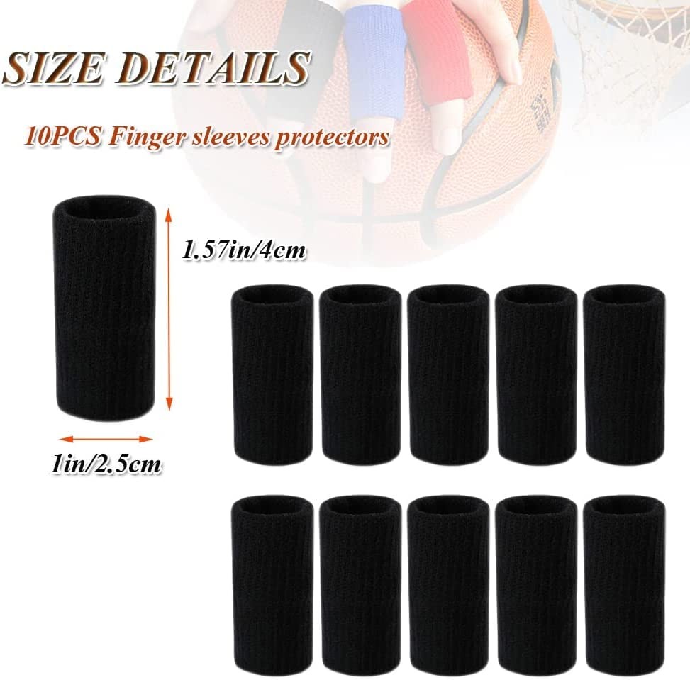ZINGSURE Finger Sleeves Protectors, 10Pcs Sport Medium, 10PCS black set
