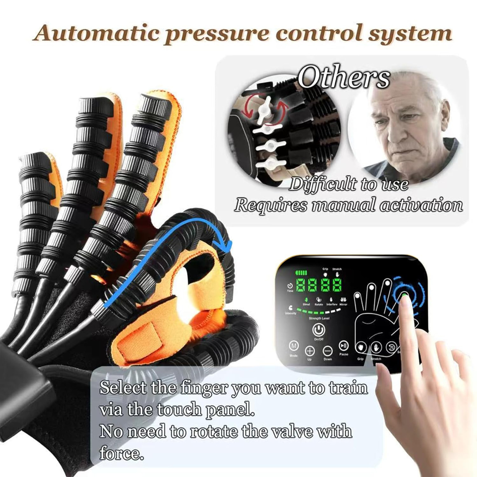 Robotic Finger Glove for Stroke Hemiplegia Rehab Adjustable Intensity 4 Modes
